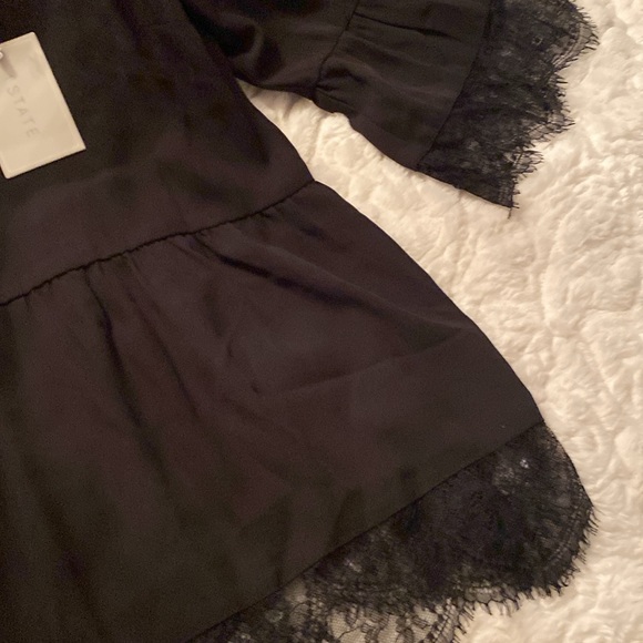 State Black Blouse with Lace - Picture 3 of 4